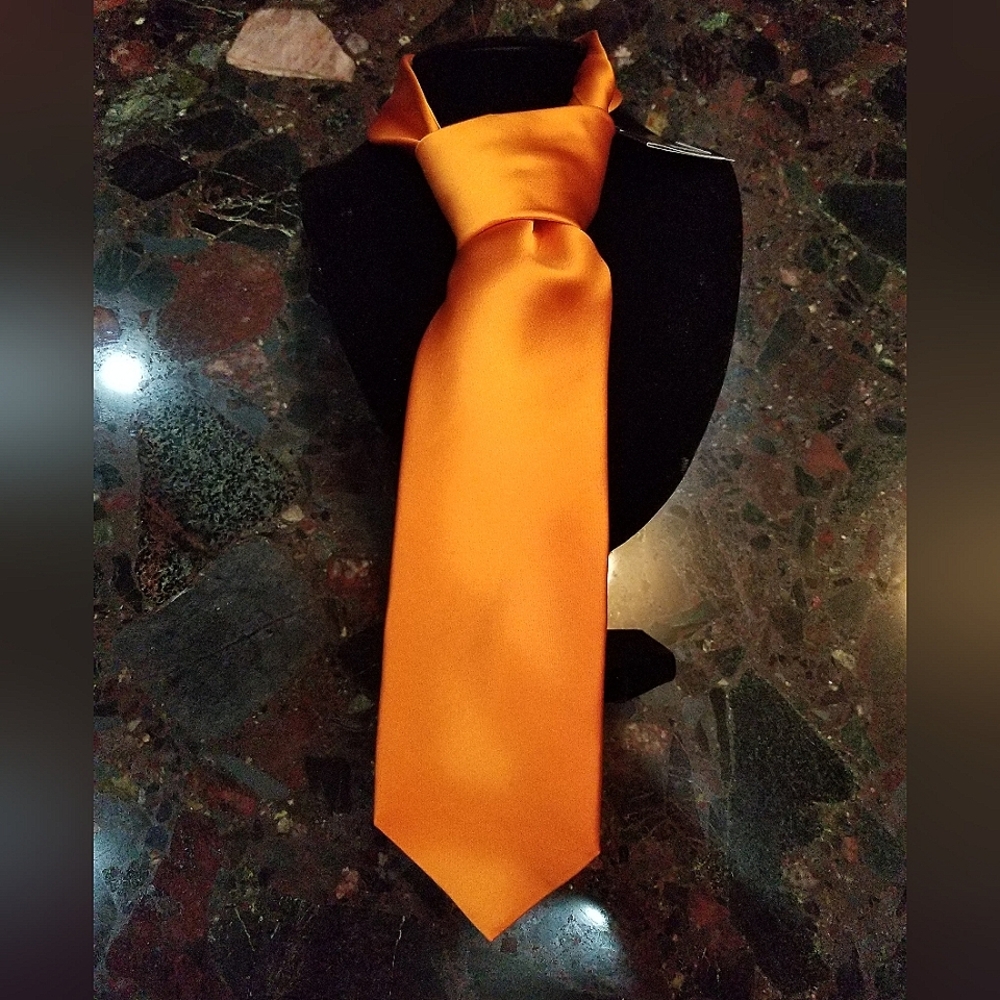 Murano Solid Orangish Color Silk Tie